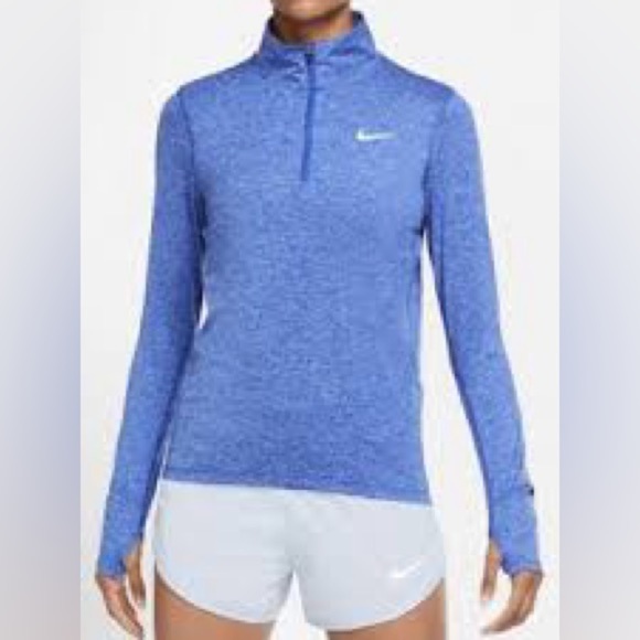 Nike dry Fit element Blue Heather Long Sleeve 1/2 zip running Top womens M - Picture 10 of 10